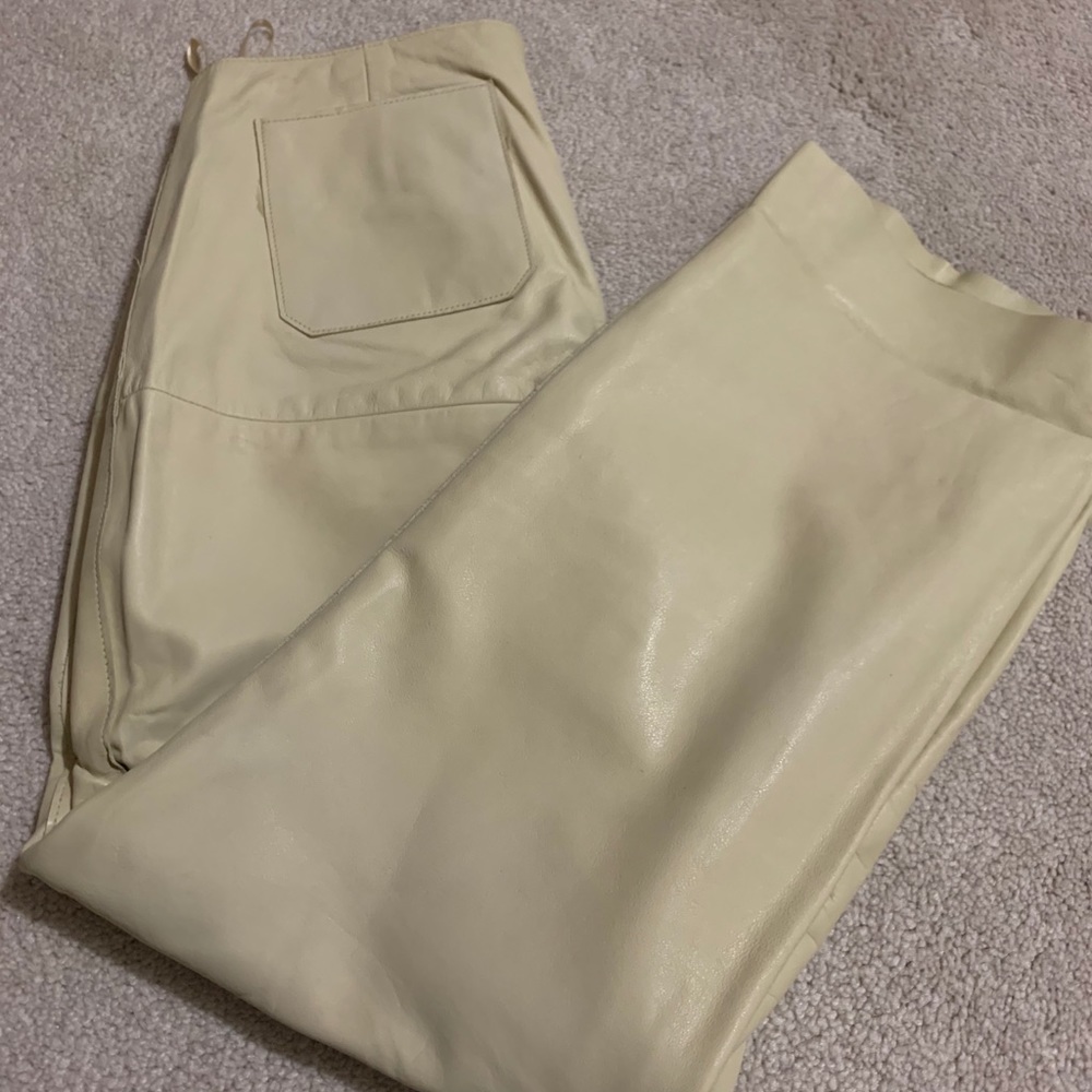 Cream Banana Republic Leather Pants